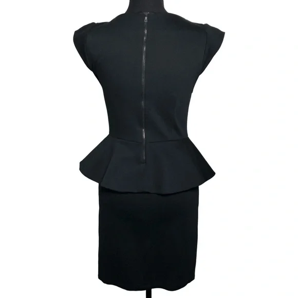Alice + Olivia Dress Peplum Cap Sleeve Black Size 8 - Picture 3 of 10